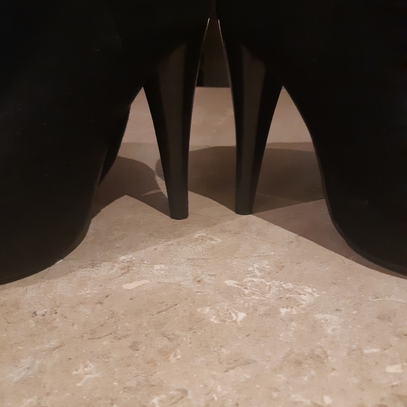 Gorgeous Black Leather Suede Thigh High Boots Sz 7 - Picture 7 of 14